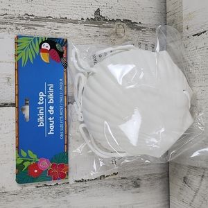Hard plastic white shell bikini top Hawaiian costume NEW One Size fits Many